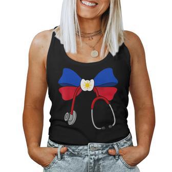 Filipina Coquette Nurse Bow Philippines Flag Pinay Nurse Women Tank Top - Thegiftio UK