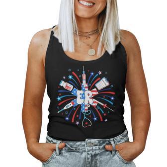 Firework 4Th Of July Patriotic Er Nurse Emergency Department Women Tank Top - Monsterry