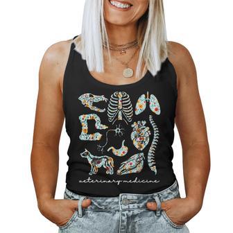 Floral Veterinary Anatomy Vet Tech Veterinary Technician Women Tank Top - Thegiftio UK