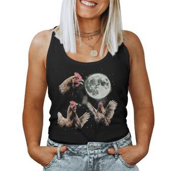 Chicken Howling At Moon Vintage 90S Graphic Women Tank Top - Thegiftio UK