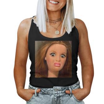 Doll Face Meme Expression Hilarious Sarcastic Women Tank Top - Thegiftio UK