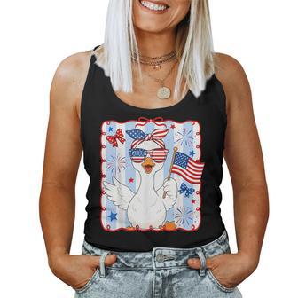 Goose 4Th Of July American Flag Preppy Girl Women Tank Top - Thegiftio UK