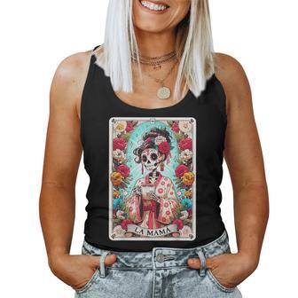 La Mama Tarot Card Mexican Skeleton Mama Happy Women Tank Top - Monsterry