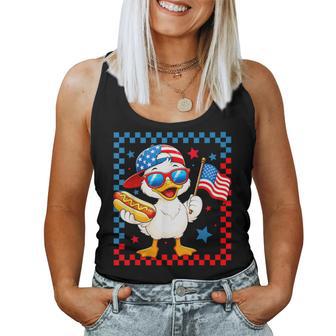Patriotic Duck Hotdog Usa Flag 4Th Of July Boys Kids Women Tank Top - Monsterry