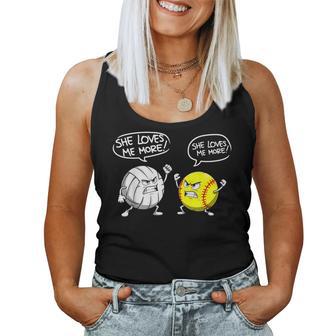 Softball And Volleyball Girl Player Balls Joke Women Tank Top - Thegiftio UK