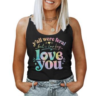 Teacher Y'all Were Feral But I Lowkey Love You Women Tank Top - Thegiftio UK