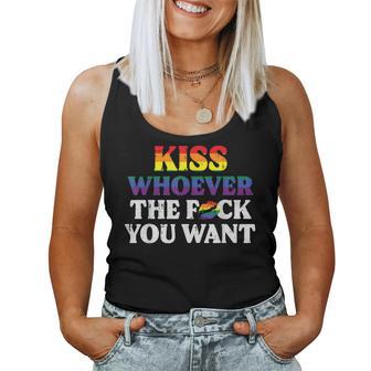 Gay Pride Month Kiss Whoever Lgbtq Ally Rainbow Women Women Tank Top - Thegiftio UK