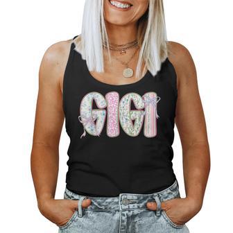 Gigi Floral Coquette Bow Mother's Day Cute Grandma Women Tank Top | Mazezy