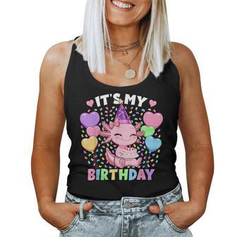 Girls Axolotl Birthday It's My Birthday Axolotl Women Tank Top - Thegiftio UK