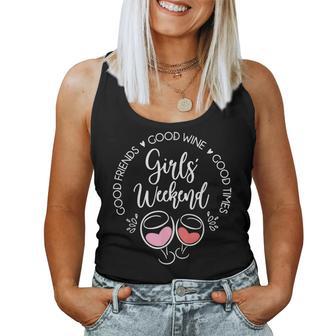 Girls Weekend Trip Vacation Matching Good Friends Wine Time Women Tank Top - Thegiftio