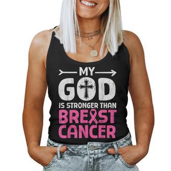 God Stronger Breast Cancer Awareness Christian Religious Women Tank Top - Monsterry