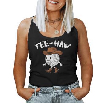 Golf Ball Cowboy Hat Haw Western Golfer Dad Women Women Tank Top | Seseable UK