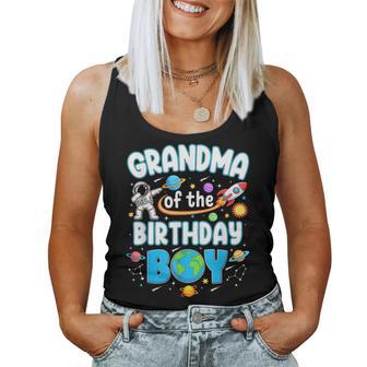 Grandma Of The Birthday Boy Astronaut Family Space Planets Women Tank Top - Seseable