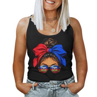 Haitian Queen Messy Bun Flag Day Haiti Independence Women Women Tank Top - Thegiftio