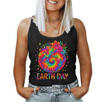 Happy Earth Day Cute Earth Floral Earth Day Tie Dye Women Tank Top | Mazezy