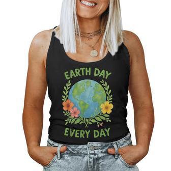 Happy Earth Day Every Day Environment Floral Earth Day 2026 Women Tank Top - Monsterry