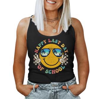 Happy Last Day Of School Smile Face Retro Teacher Summer Women Tank Top | Mazezy