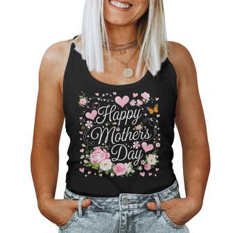 Happy Mother's Day With Cute Pink Floral For Mother Grandma Women Tank Top | Mazezy