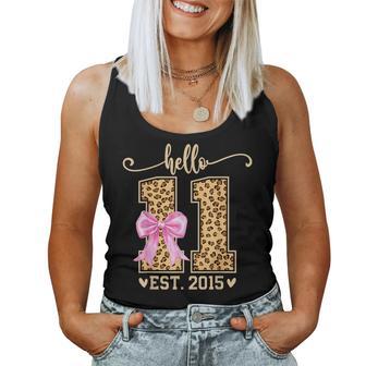 Hello Eleven Est 2015 11Th Birthday Leopard 11 Year Girl Women Tank Top - Thegiftio UK