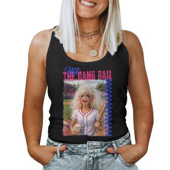 Hit The Dang Ball Baseball Mom Gameday Doll Face Meme Women Tank Top - Thegiftio UK