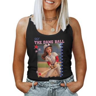 Hit The Dang Ball Baseball Mom Softball Doll Face Meme Women Tank Top - Thegiftio UK