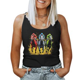 Horse Racing Outfit Dynamic Race Scene Derby Riders Women Tank Top - Thegiftio UK