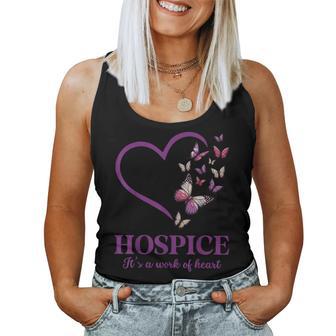 Hospice It's A Work Of Heart Butterfly Heart Hospice Worker Women Tank Top - Thegiftio UK
