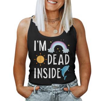 I'm Dead Inside Happy Rainbowunshine Dolphin ファニーtシャツ レディースタンクトップ - Kawaiitshirt