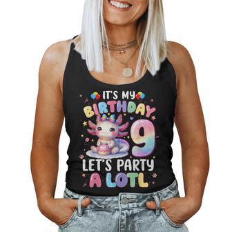 I'm 9Th Birthday Girl Cute Axolotl 9 Year Old Bday Kids Women Tank Top - Thegiftio UK