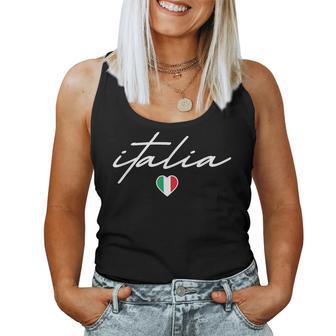 Italian Flag Italy Vintage Italia Heart Cursive Girls Women Tank Top - Thegiftio UK