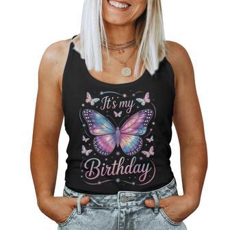 Its My Birthday Butterfly Graphic For Party Guests Women Tank Top - Thegiftio UK