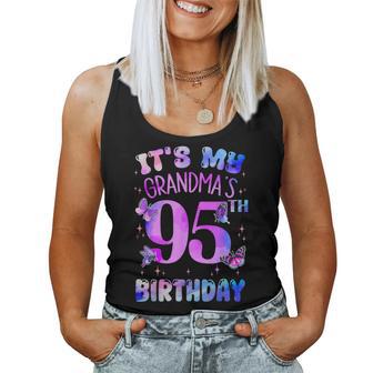 It's My Grandma's 95Th Birthday Butterfly Happy 95 Years Old Women Tank Top - Seseable