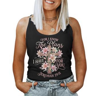 Jeremiah 29 11 For I Know The Plans Floral Cross Women Women Tank Top | Mazezy