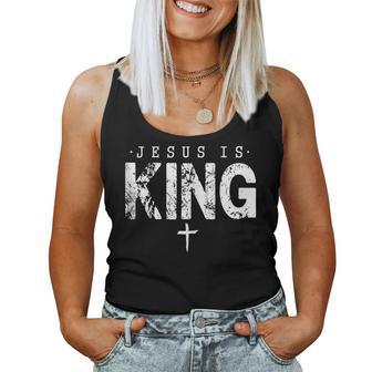 Jesus Is King Christian Faith Cross Women Tank Top - Thegiftio UK