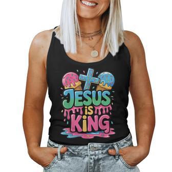 Jesus Is King Ice Cream Drip Christian Kids Religious Youth Women Tank Top - Thegiftio
