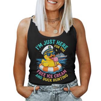Just Here For The Free Ice Cream And Duck Hunting Cruise Women Tank Top - Monsterry
