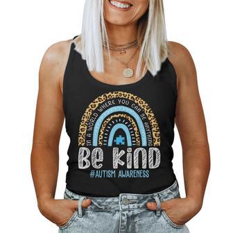 Be Kind Autism Awareness Leopard Rainbow Choose Kindness Women Tank Top - Monsterry