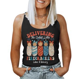 Labor And Delivery Nurse Patriotic 4Th Of July American Flag Women Tank Top - Thegiftio UK