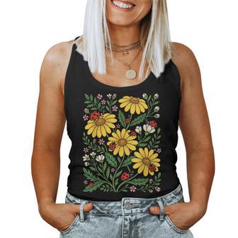 Ladybug Flower Cottagecore Cute Ladybug Women Tank Top - Thegiftio UK