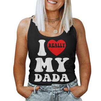 I Love Heart My Dada Fathers Day For Kids Women Tank Top - Monsterry UK