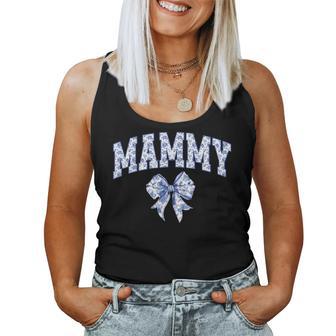 Mammy Coquette Toile Blue Bow Floral Family Matching Women Tank Top - Monsterry