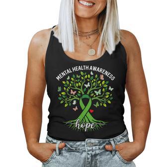 Mental Health Awareness Month Hope Green Ribbon Tree Women Women Tank Top - Thegiftio UK
