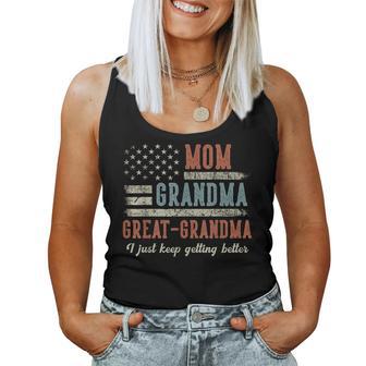 Mom Grandma Great Grandma Us Flag I Just Keep Getting Better Women Tank Top - Monsterry