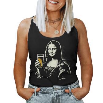 Mona Lisa Con Cerveza Bar Pub Crawl Fiesta Hombres Es Cerveza Divertida Camiseta sin mangas para mujer - Regaloses
