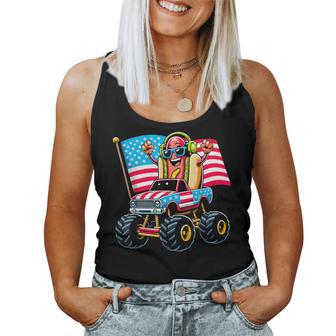 Monster Truck Hotdog American Flag Usa 4Th Of July Kids Men Women Tank Top - Thegiftio UK