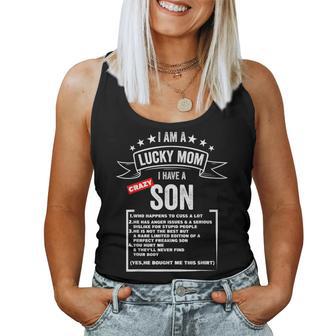 Mother's Day I Am A Lucky Mom I Have A Crazy Son Mom Son Women Tank Top - Monsterry UK