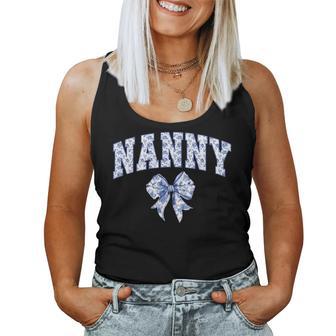 Nanny Coquette Toile Blue Bow Floral Family Matching Women Tank Top - Monsterry