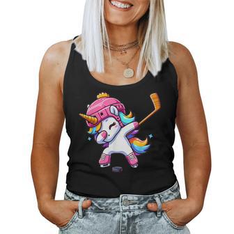 Niedliches Dabbing Einhorn Eishockey Mädchen Lustiges Eishockey Tank Top Frauen - Seseable