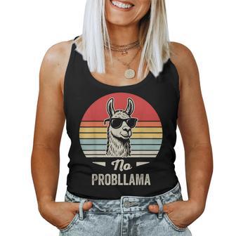 No Probllama Retro Llama Humor Women Tank Top - Thegiftio UK