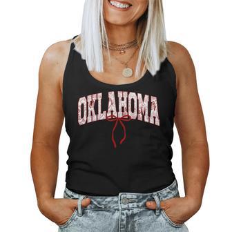 Oklahoma State Pride Classic Oklahoma Floral Coquette Bow Women Tank Top - Thegiftio UK